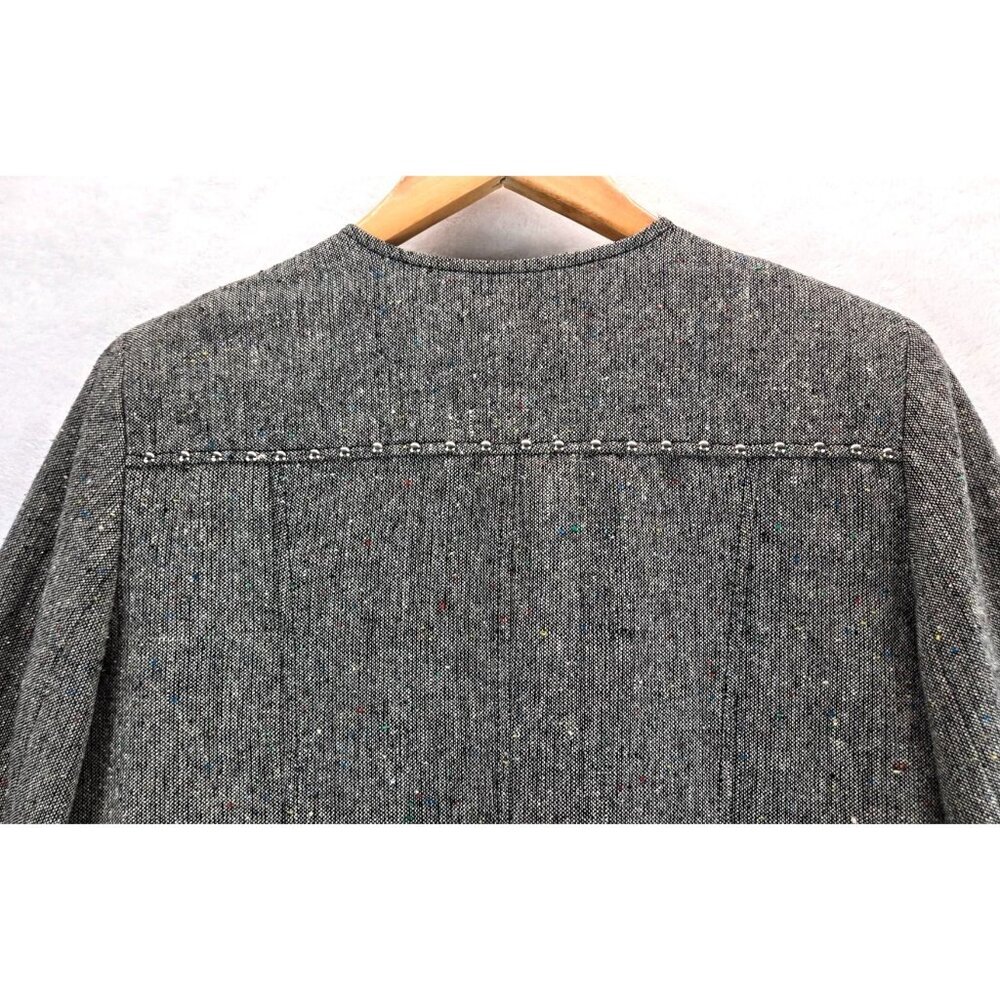 Vtg 90s Blazer Moto Gray Weave Multi Color Specs Silver Studs & Thread M Mishca - Picture 9 of 15